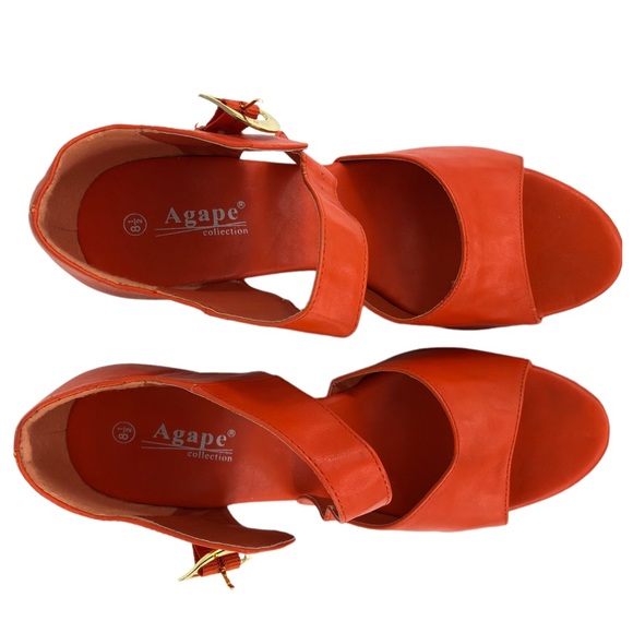Agape Orange Platform Sandals - Picture 2 of 11